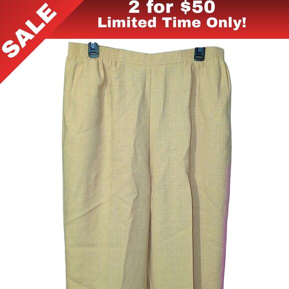 [Sale: 2 for $50!] NWT Alfred Dunner Mustard Chamois Trousers | 16W 0190 - Picture 1 of 8